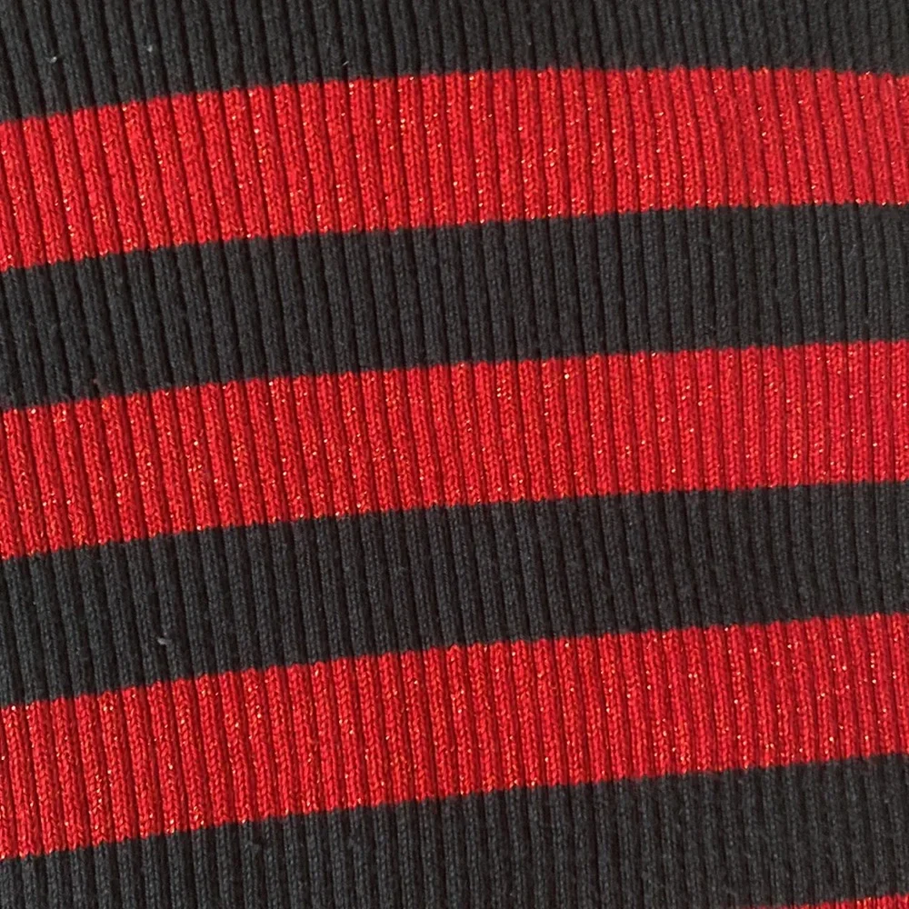 New York & Company Red/Black Striped Turtleneck Medoum - Picture 2 of 5